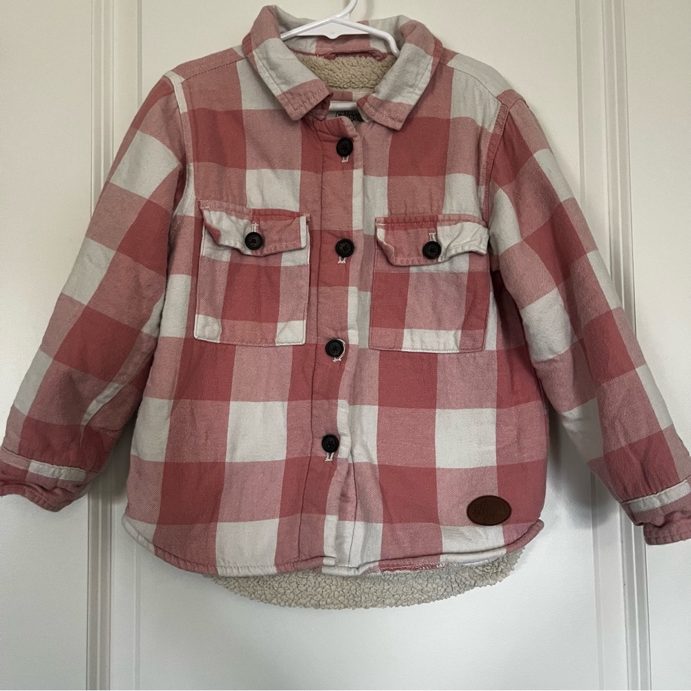 Outdoor Kids Pink and White Puffer Jacket with Collar